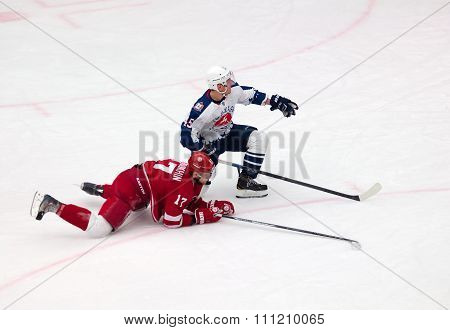 V. Solodukhin (17) And A. Alyayev (45) Fall Down