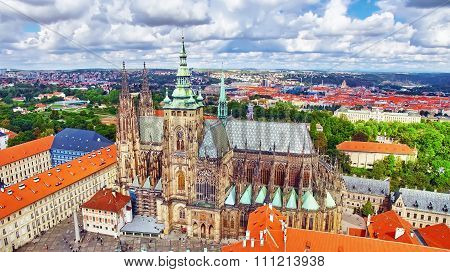 Church Saint Vitus, Ventseslaus And Adalbert And Area Lesser Town Of Prague. Czech Republic.