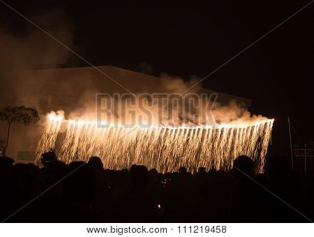 Celebration firecracker light falls word long live the king