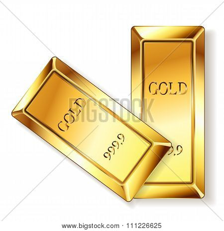 Golden Bars On White. Vector