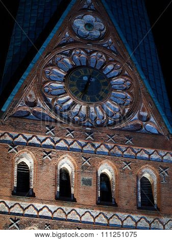 The St. Johannis Church in Lueneburg at nighttime