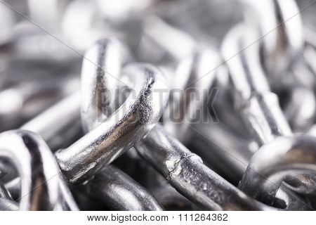 silver chain pile closeup