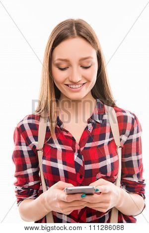 Nice Hipster Student Chating In Social Network