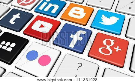 Social Media Logotype On Keyboard