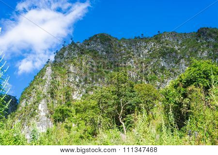 High Semi Alpine Mountain With Blue  Sky