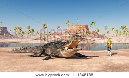 Sarcosuchus and Tourist