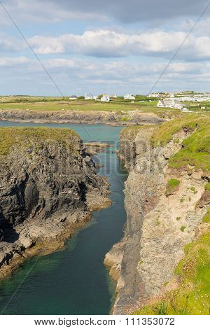 Treyarnon Bay coast Cornwall England UK Cornish north between Newquay and Padstow in summer