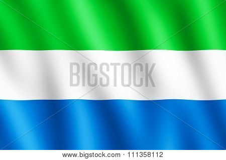 Flag Of Sierra Leone Waving In The Wind