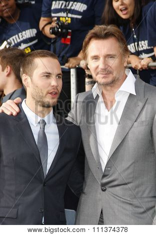 Taylor Kitsch and Liam Neeson at the Los Angeles premiere of 
