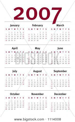 2007 Yearly Calendar Image & Photo (Free Trial) | Bigstock