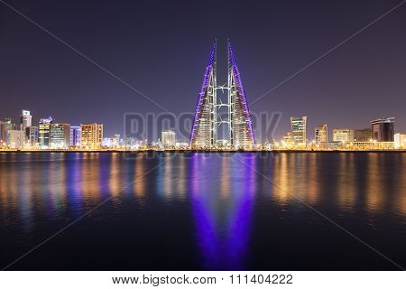 Skyline Of Manama At Night, Bahrain