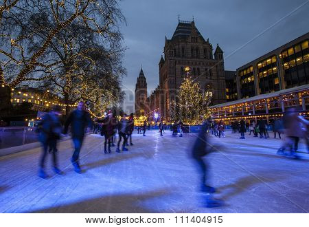Christmas Ice Rink At The Natural History Museum In London