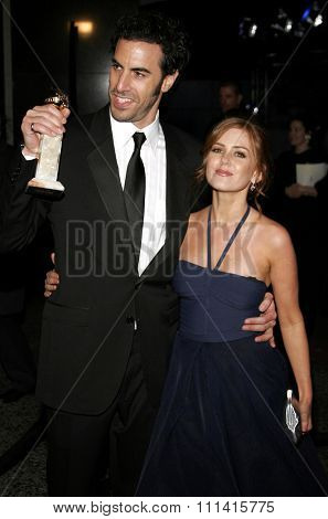 Sacha Baron Cohen and Isla Fisher attend the 2007 Paramount Pictures Golden Globe Award After-Party held at the Beverly Hilton Hotel in Beverly Hills, California, on January 15, 2007. 