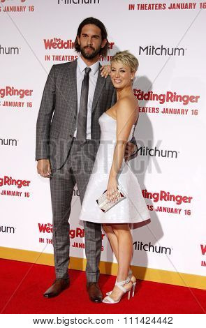 Kaley Cuoco-Sweeting and Ryan Sweeting at the Los Angeles premiere of 'The Wedding Ringer' held at the TCL Chinese Theatre in Los Angeles on Tuesday January 6, 2015.