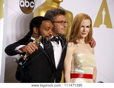 Chiwetel Ejiofor, Pawel Pawlikowski and Nicole Kidman at the 87th Annual Academy Awards Press Room held at the Loews Hollywood Hotel in Hollywood on February 22, 2015.