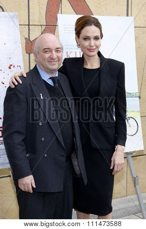Angelina Jolie and Aida Takla O'Reilly at the American Cinematheque's 69th Annual Golden Globe Awards Foreign-Language Nominee Event held at the Egyptian Theater on January 15, 2012.