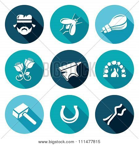 Forge Icons Set. Vector Illustration.