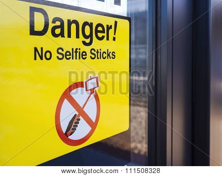 Selfie Forbidden Signage Warning in Public Transportation Area