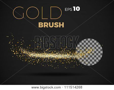 Stroke Of Golden Paint Isolated On Black Background