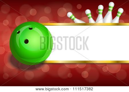 Background abstract red gold stripes bowling green ball frame illustration vector