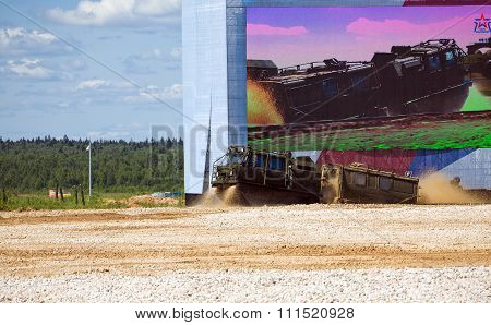Articulated tracked terrain vehicle GAZ-3344-20 at the proving ground