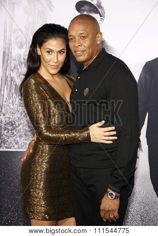 Dr. Dre and Nicole Young at the Los Angeles premiere of 'Straight Outta Compton' held at the Microsoft Theatre in Los Angeles, USA on August 10, 2015. 