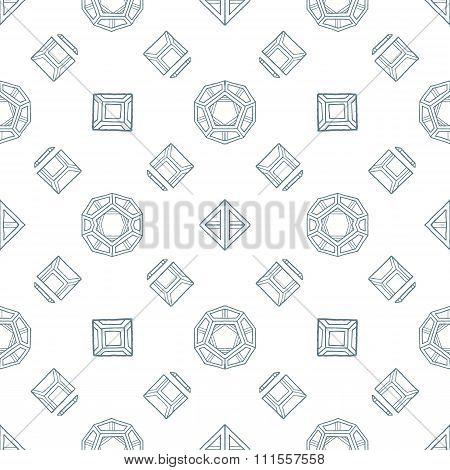 Hand Drawn Polyhedrons Seamless Pattern.