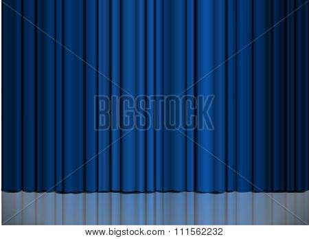 Theater Stage Blue Curtain