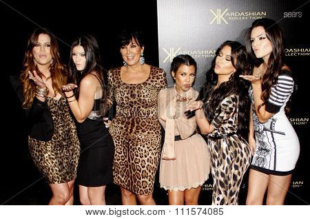 Khloe Kardashian, Kylie Jenner, Kris Jenner, Kourtney Kardashian, Kim Kardashian and Kendall Jenner at the Kardashian Kollection Launch Party held at the Colony in Hollywood, USA on August 17, 2011.