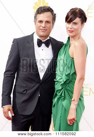 LOS ANGELES, CA - AUGUST 25, 2014: Sunrise Coigney and Mark Ruffalo at the 66th Annual Primetime Emmy Awards held at the Nokia Theatre L.A. Live in Los Angeles, USA on August 25, 2014.