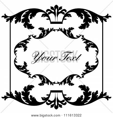 Vintage baroque frame scroll ornament engraving border floral retro pattern antique style
