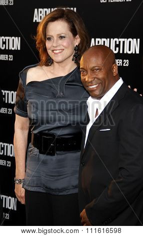 Sigourney Weaver and John Singleton at the Los Angeles premiere of 'Abduction' held at the Grauman's Chinese Theatre in Hollywood, USA on September 15, 2011.