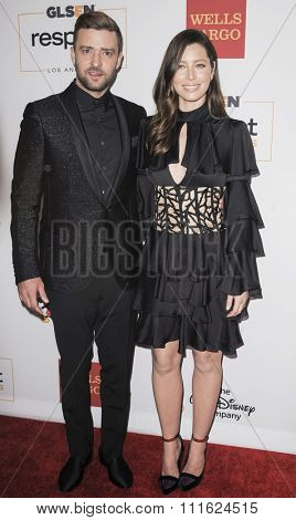 Jessica Biel and Justin Timberlake at the 2015 GLSEN Respect Awards held at the Beverly Wilshire Four Seasons Hotel in Beverly Hills, USA on October 23, 2015.
