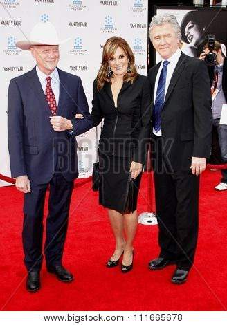 Larry Hagman, Linda Gray and Patrick Duffy at the 2012 TCM Classic Film Festival Opening Night Gala held at the Grauman's Chinese Theater, California, United States on April 12, 2012. 