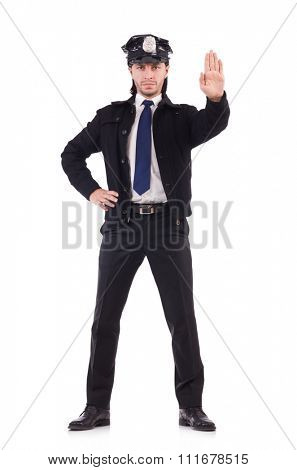 Police officer isolated on white