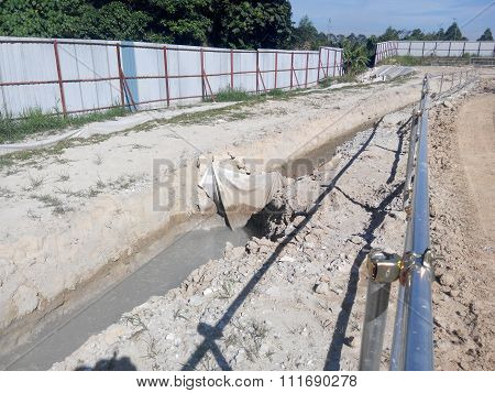 Check dam or silt trap at the construction site