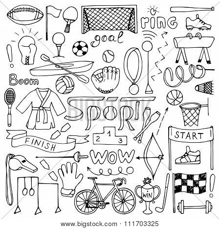 Hand drawn Sport equipment set