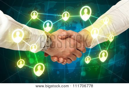 Business handshake, social netwok concept