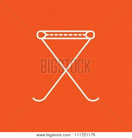 Folding chair line icon for web, mobile and infographics. Vector white icon isolated on red background.