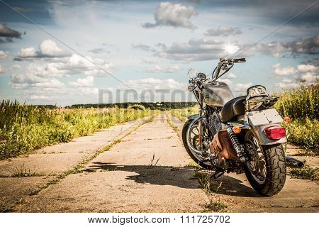 RUSSIA-JULY 7, 2013: Harley-Davidson Sportster 883 Low. Harley-Davidson sustains a large brand community which keeps active through clubs, events, and a museum. Filter applied in post-production.