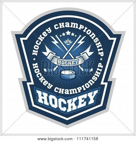 Hockey championship logo labels. Vector sport design