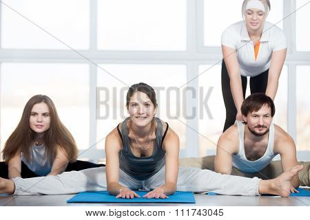 Seated Straddle Pose With Coach