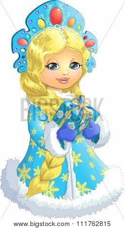 Beautiful Snow Maiden on a white background