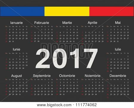 Vector Black Romanian Circle Calendar 2017