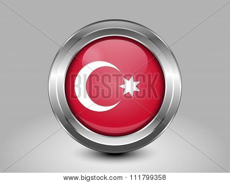 Ottoman Empire Variant Flag. Metal Round Icon