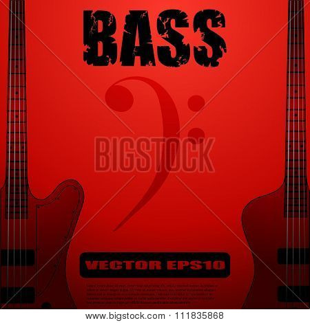 Electric bass guitar vector illustrations