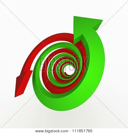 Spiral growth gray arrow