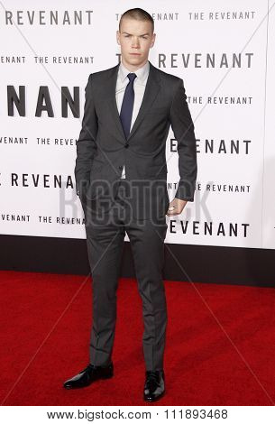 Will Poulter at the Los Angeles premiere of 'The Revenant' held at the TCL Chinese Theatre in Hollywood, USA on December 16, 2015.