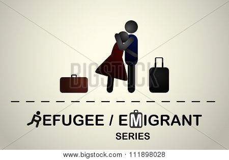 A man hugs a girl with suitcases after a trip.