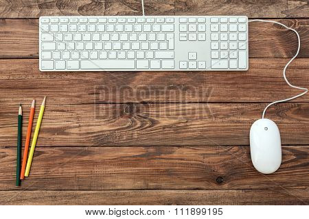 Workspace on wood table